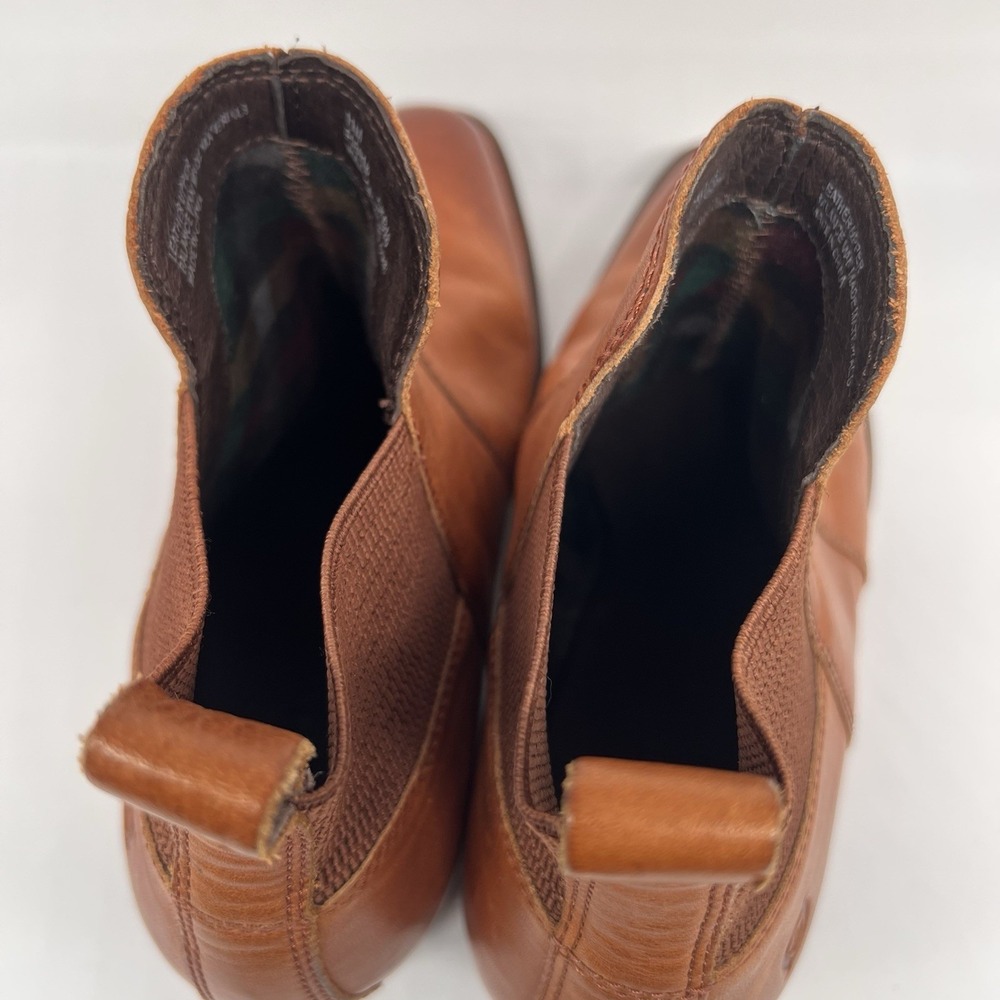 Born Ankle Boots Women's 11 Garcia Brown Leather Block‎ Heel Boho Chelsea Shoes - Picture 6 of 9